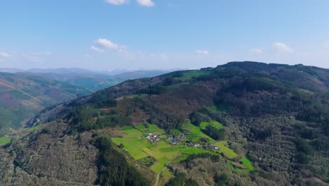 Village-In-The-Mountain-Surrounded-By-Forest-In-Fonsagrada,-Lugo,-Galicia,-Spain