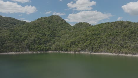 Verdant-lake-shores,-Hatillo-dam-in-Dominican-Republic