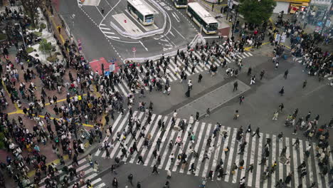 Motion-Of-People-Crossing-At-Crowded-Shibuya-Crossing-In-Shibuya,-Tokyo,-Japan