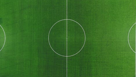 Aerial-View-Of-Green-Football,-Soccer-Pitch