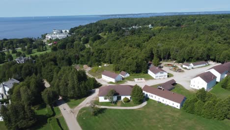 Aerial-shot-of-city-by-the-water