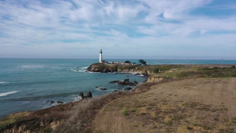 Beautiful-Coastal-Lighthouse---Classic-Design---Aerial-View