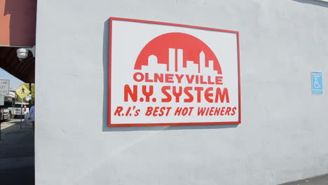 Famous-Olneyville-New-York-System's-Business-Sign-on-their-building-in-Providence,-RI