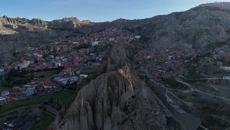 Drone-Aerial-view-of-La-Paz-capital-city-of-Bolivia-South-America