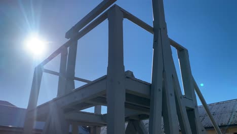 Old-1800s-Gaol-Gallows-close-up-sun-flare-handheld