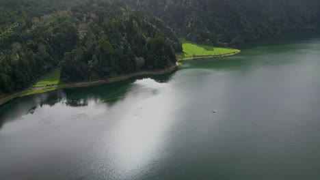 Lagoa-das-Sete-Cidades-Lake-and-Hills,-Azores,-Portugal,-Aerial-Drone