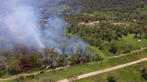 Aerial-view-of-smoke-in-forest-of-Crackenback-in-New-South-Wales,-Australia