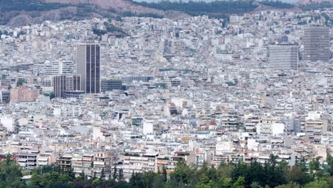 telephoto-aerial-of-Athens-city-centre-,-high-building-panoramic-city-view