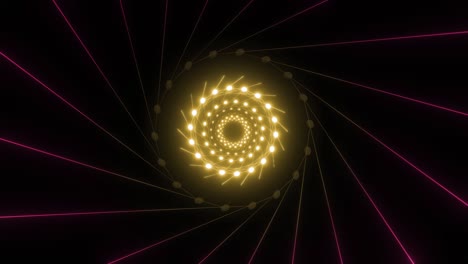 Círculo-Espiral-Túnel-Rayo-Láser-Dorado-Vj-Loop-Fondo-Animado-Para-Imágenes-4k