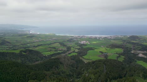 From-an-aerial-perspective,-the-beauty-and-diverse-landscapes-of-Portugal's-Azores-region,-embody-the-essence-of-exploration-and-discovery