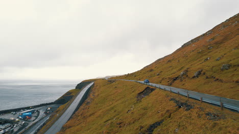 Car-Journey-Escapade:-Cinematic-Aerial-Views-Trailing-the-Scenic-Routes-of-the-Faroe-Islands