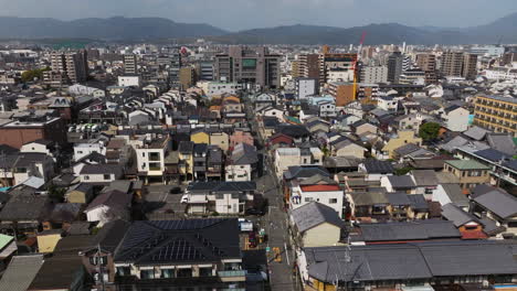 Aerial-View-Of-Settlements-Over-Downtown-Kyoto-In-Japan