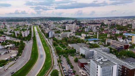 Aerial-drone-view-in-Tudor-near-Iulius-mall-in-city-of-Iasi-Romania