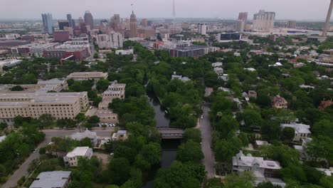Downtown-San-Antonio-Texas-Aerial-Shot-Along-River