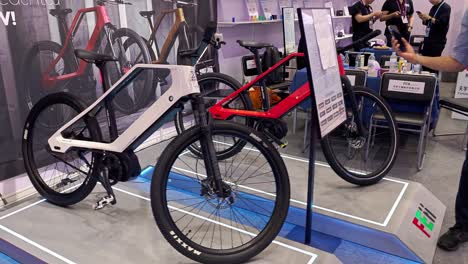 Innovative-off-road-electric-bicycle-product-exhibited-at-China-Import-and-export-fair,-Guangzhou,-China