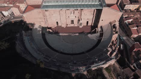 Slow-revealing-shot-of-the-world-famous-orange-theatre-inspired-by-the-romans