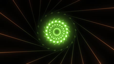Grüner-Kreis,-Spiraltunnel,-Laserstrahl,-VJ-Loop,-Animierter-Hintergrund-Für-4K-Visuals