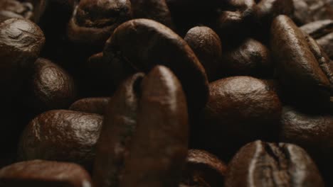 Super-up-close-macro-dolly-from-left-to-right-video-of-roasted-coffee-beans