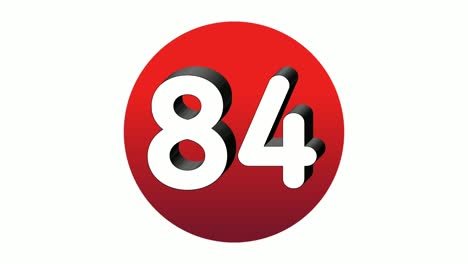 3D-Number-84-eighty-four-sign-symbol-animation-motion-graphics-icon-on-red-sphere-on-white-background,cartoon-video-number-for-video-elements