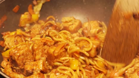 Slow-Motion-Stir-Fry-with-Tofu-Peppers-Vegetables-Cooking-in-Hot-Wok