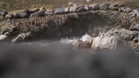 Bubbling-Hot-Natural-Volcanic-Rocky-Spring-in-Furnas,-Azores,-Closeup