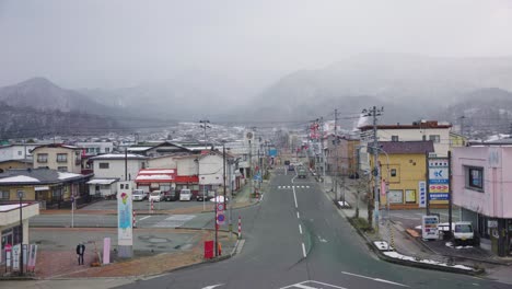 Static-establishing-shot-of-winter-town-in-Japan