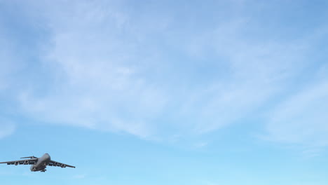 A-C-5M-Galaxy-military-transport-aircraft-approaches-to-land-at-an-air-base,-filmed-in-120-frames-per-second