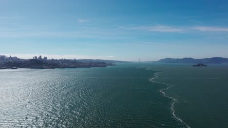 Drone-aerial-view-of-the-San-Francisco-Bay-on-sunny-day