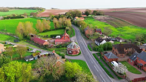 Aerial-drone-footage-of-a-small-Lincolnshire-village-called-Burwell-in-the-UK