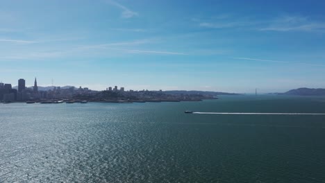Drone-aerial-shot-of-a-large-boat-in-the-San-Francisco-Bay-near-San-Francisco
