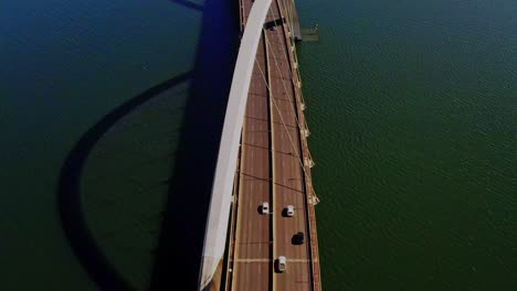 Juscelino-Kubitschek-Bridge-in-Brasilia,-Brazil,-Aerial