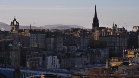 Komprimierte-Ansicht-Der-Skyline-Von-Edinburgh,-Gesehen-Vom-Calton-Hill,-Schottland