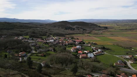 Panoramic-Aerial-View-of-Xinzo-de-Limia,-Ourense,-Galicia,-Spain