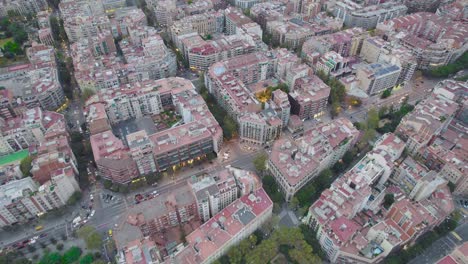 Aerial-of-Eixample-typical-disctrict-in-Barcelona-with-grid-pattern-streets