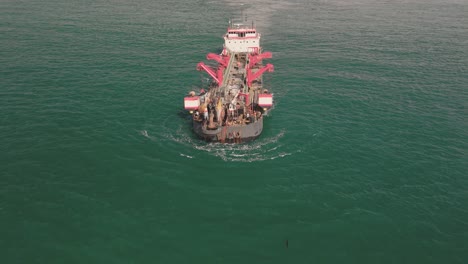 Trailing-Suction-Hopper-Dredger-Navigating-Offshore-In-Del-Mar,-San-Diego,-California