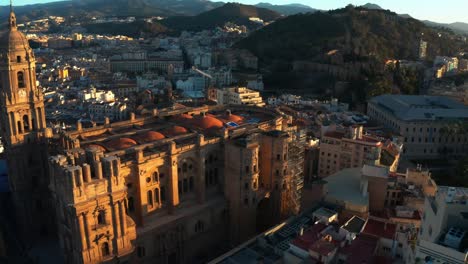 Aerial-View-of-Cathedral-in-Ronda-Puente-Nuevo-Historic-Town-in-Andalusia,-Spain
