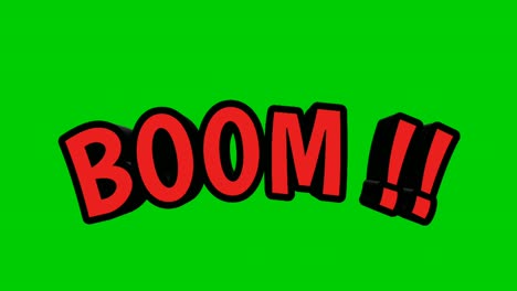 Red-Boom-text-3d-motion-graphics-animation-on-green-screen
