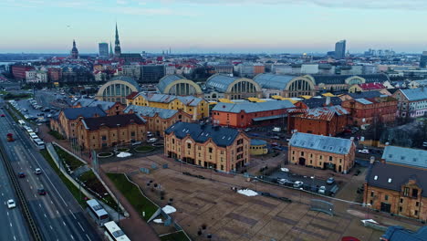 Riga,-Latvia,-Baltic-aerial-view-4K-Video-From-Drone-of-Old-Riga-city-town
