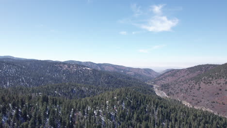 Luftaufnahme-Eines-Bergtals-In-New-Mexico-Mit-Rückblick-Auf-Eine-Landstraße