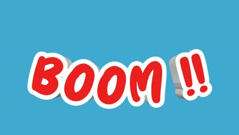 Boom-text-3d-motion-graphics-animation-on-blue-screen-background-for-video-elements