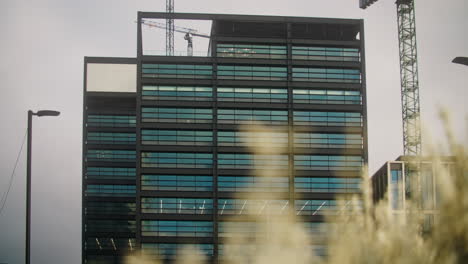 Camera-pans-across-a-newly-constructed-building-in-the-Paradise-Development-in-Birmingham-UK