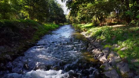 River-with-stones-and-trees-byside-waterfalls