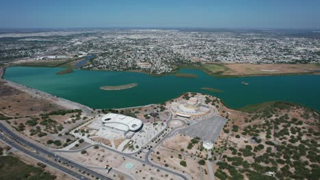 Bird's-eye-view-of-the-city-of-Reynosa-in-Mexico,-with-its-cultural-park-and-convention-center
