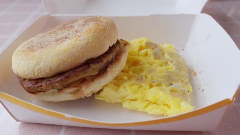 Close-up-shot-Traditional-Hamburger-with-egg-omelette-Japanese-style-box-packed