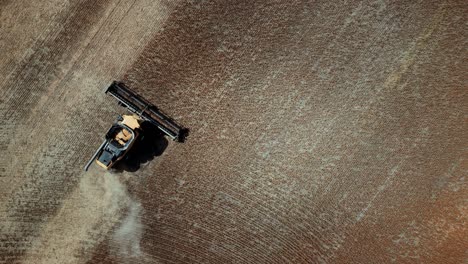 Overhead-A-Yellow-Combine-Harvesting-Soybeans-in-the-Summer