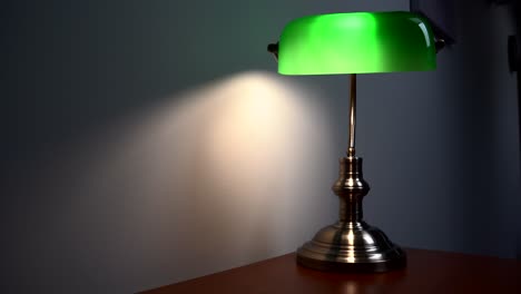 Video-with-Green-Reading-Lamp,-light-on