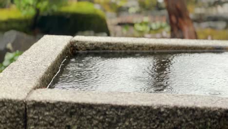 Raindrops-On-The-Small-Pebbled-Pool-Inside-The-Garden-Of-Nanzen-ji-Temple,-Kyoyo-Japan