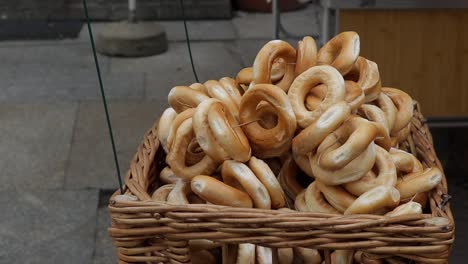 Traditional-Pretzel-pastries-sold-on-the-street-in-Warsaw,-Poland