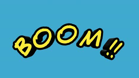 Yellow-Boom-text-3d-motion-graphics-animation-on-blue-screen-background-video-elements