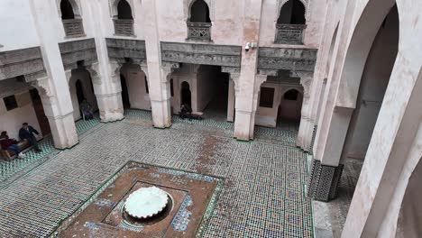 Medina-riad-outdoor-courtyard-in-Fes-Fez-palace-in-Morocco-authentic-house